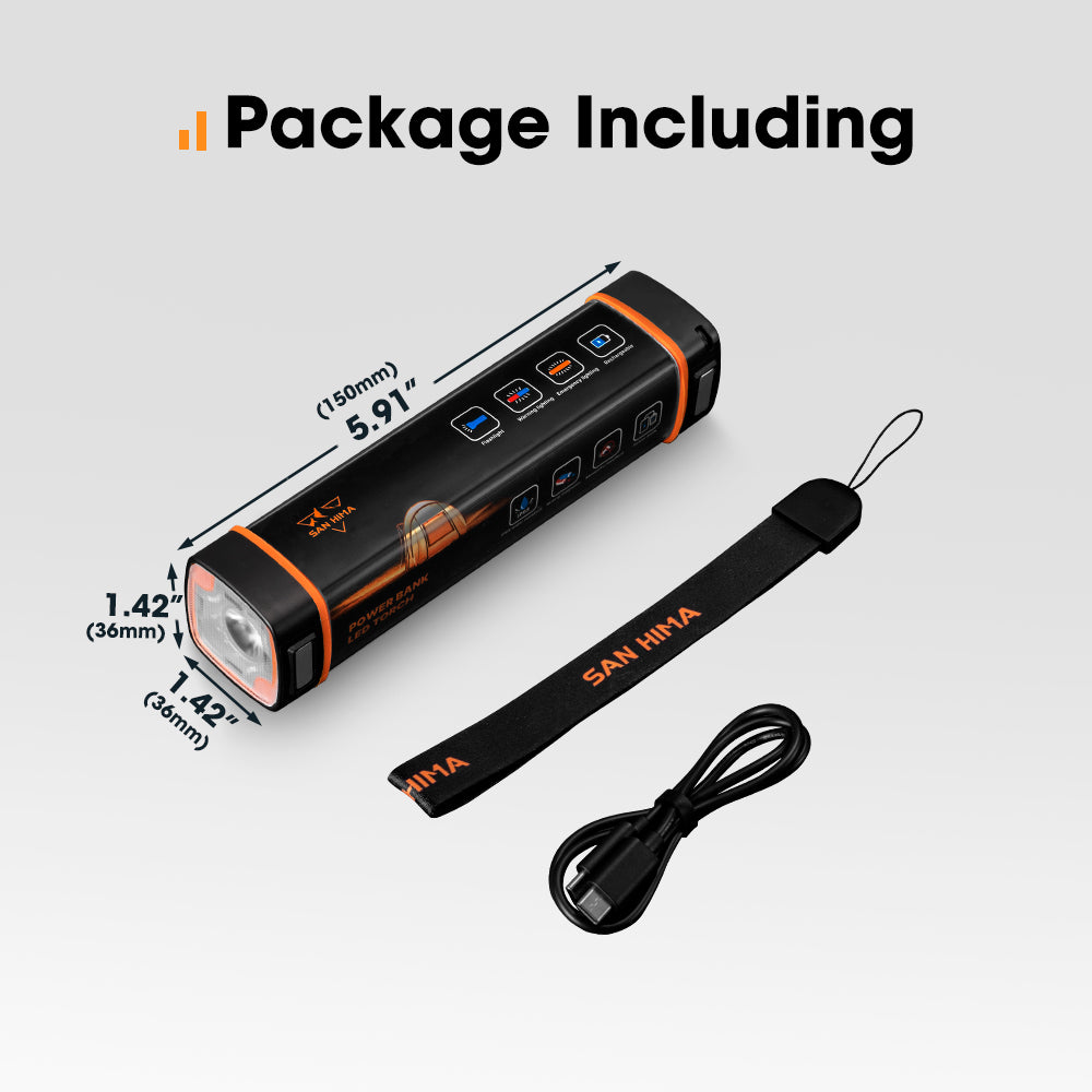 San Hima LED Torch Light 2500mAh Power Bank Rechargeable Flashlight Portable