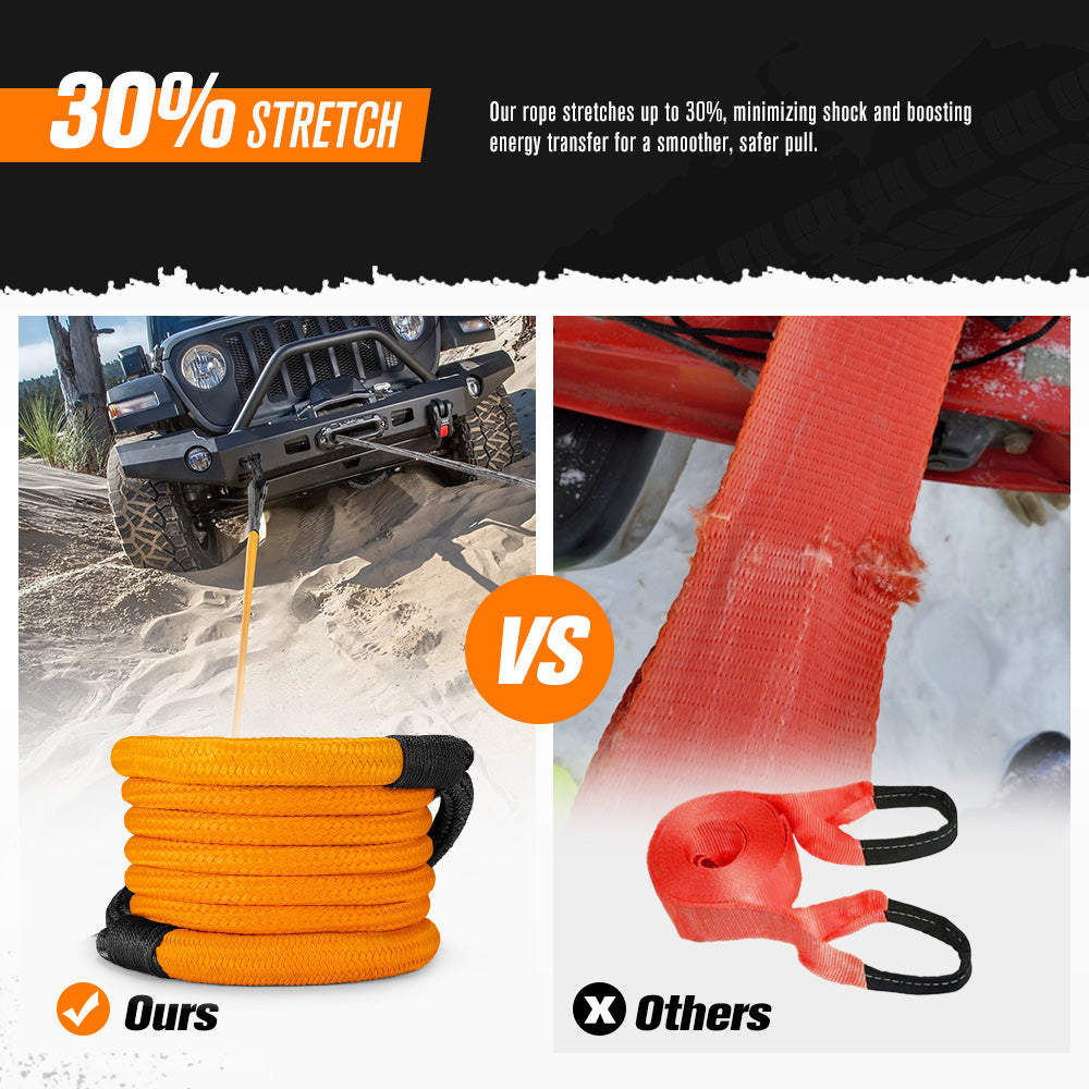 San Hima Kinetic Tow Rope 41000lbs 1"x30ft Recovery Snatch Strap Orange