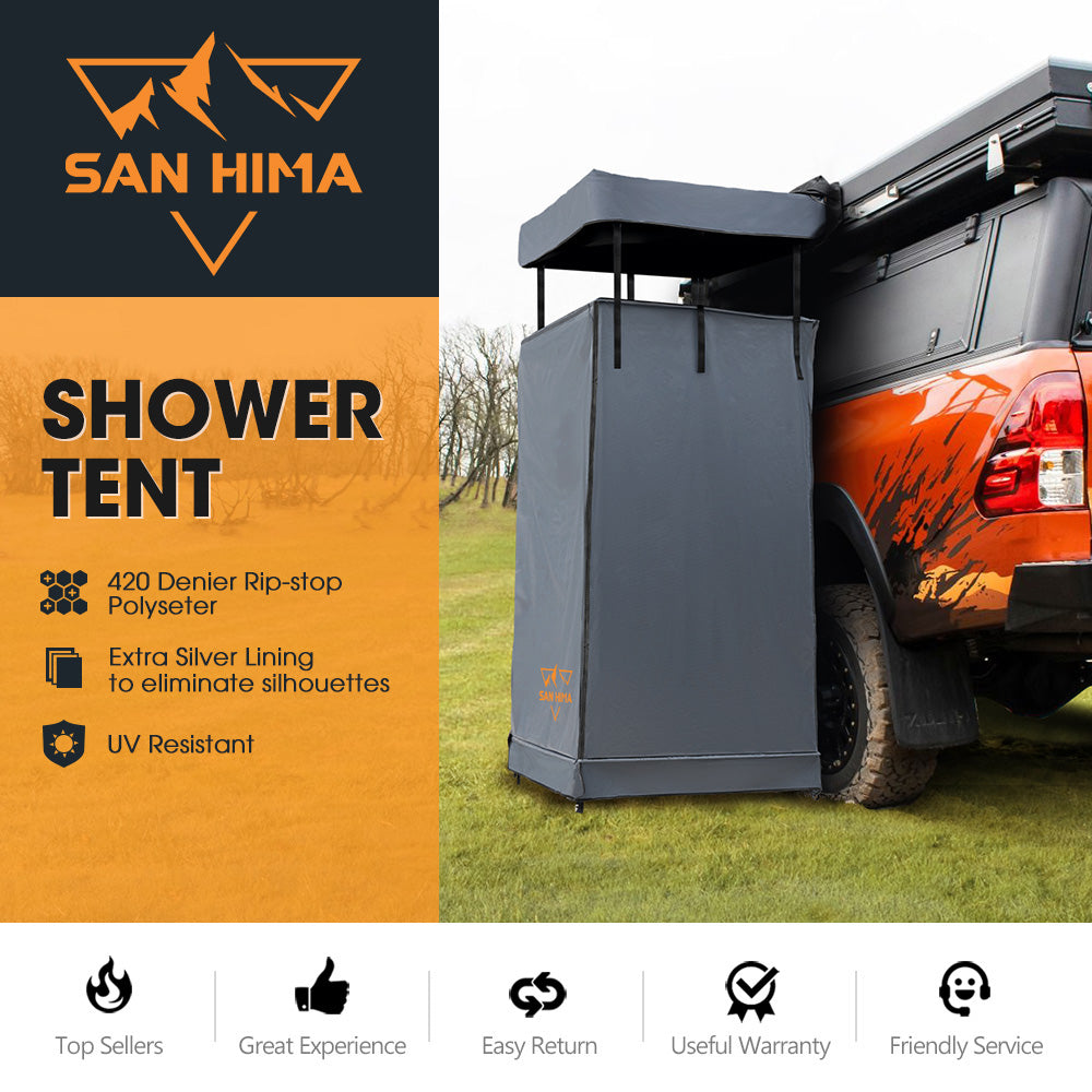 San Hima Camping Shower Tent Awning w/ Roof Fold-Out Instant Ensuite Change Room