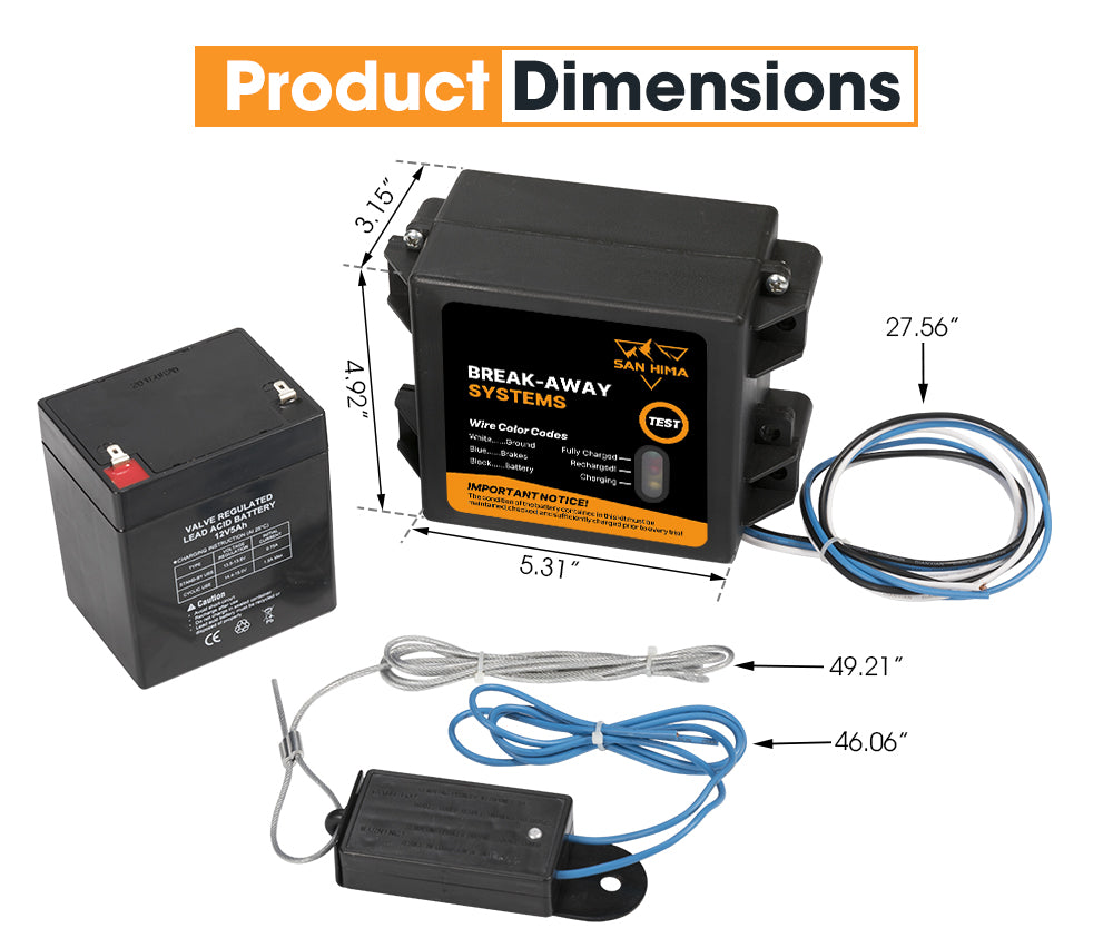 San Hima Break Away System w/ Battery & Switch Trailer Caravan Towable RV