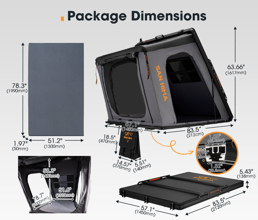 San Hima Hotham Aluminum Roof Top Tent Hardshell Camping 4WD 4x4