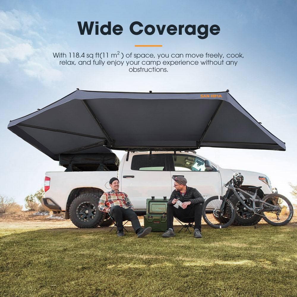 San Hima 270° Free-Standing Awning Karlu Frontier Passenger Side