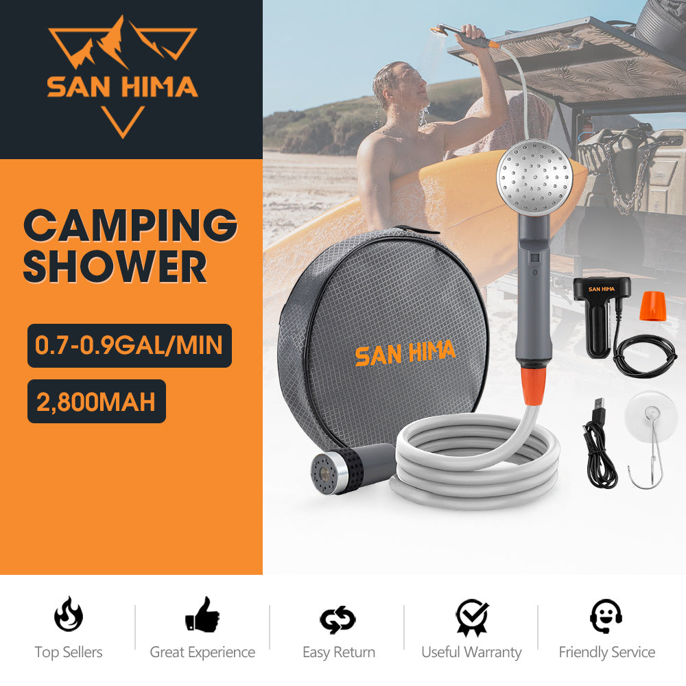 San Hima Portable Camping Shower built-in lithium battery Rechargeable