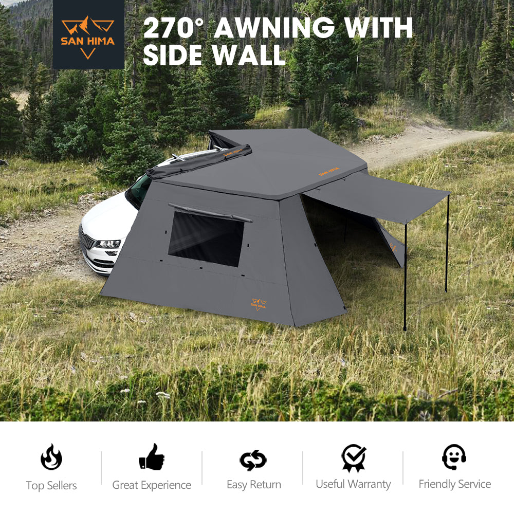 San Hima 270° Awning With Side Wall Free-Standing Car Extension Sunshade