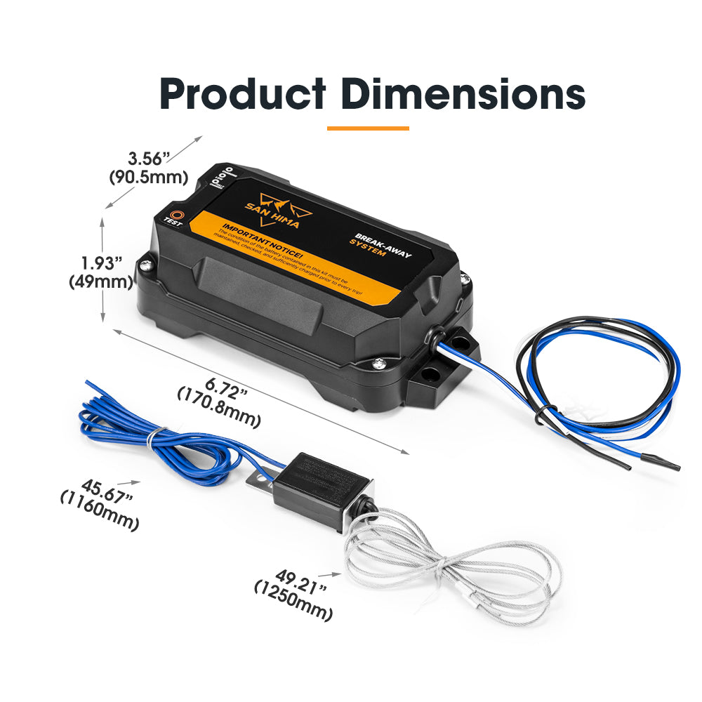 San Hima 12V Break Away System with Battery & Switch Trailer Electric