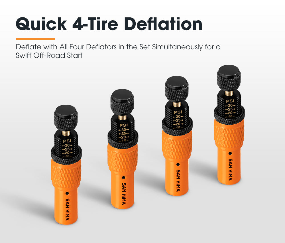 San Hima 4 Pcs Automatic Tire Deflator 10-30 PSI Air Down Tire Valve